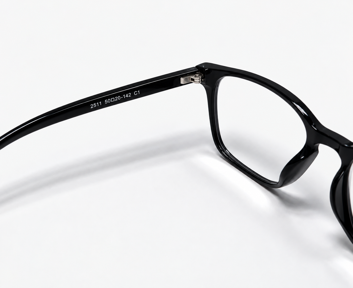 LUMINA 2511 C1 Glossy Black Acetate Square Eyeglasses – 50-20-142