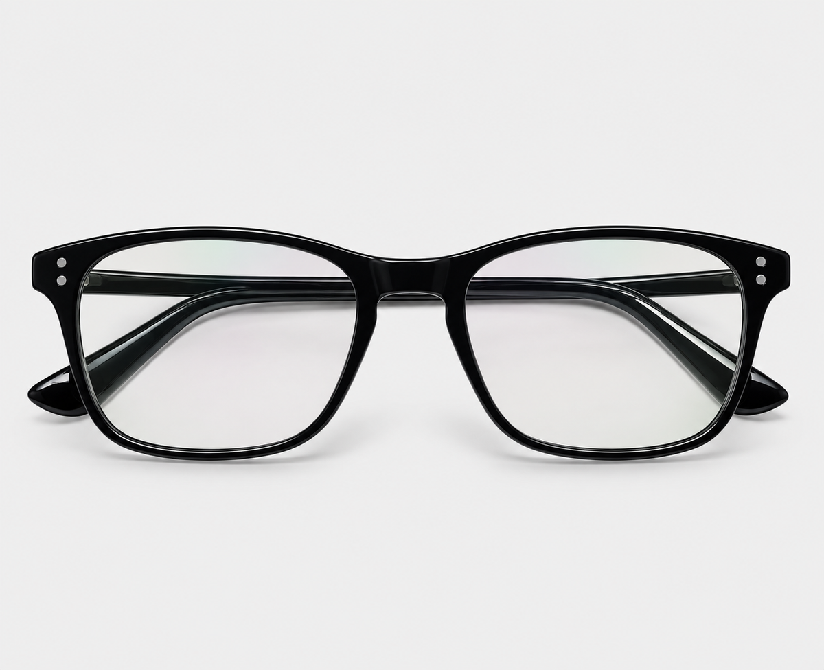 LUMINA 2511 C1 Glossy Black Acetate Square Eyeglasses – 50-20-142