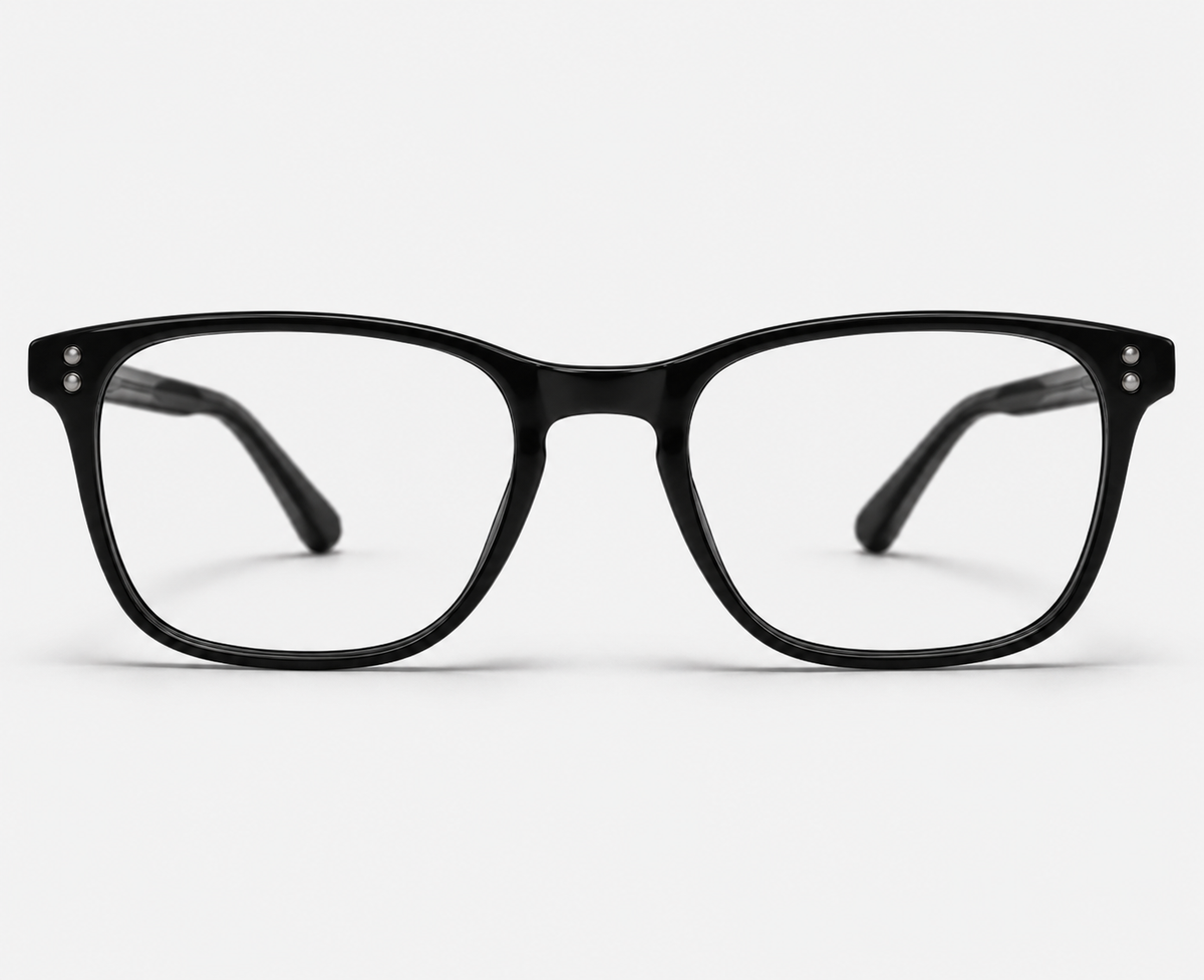 LUMINA 2511 C1 Glossy Black Acetate Square Eyeglasses – 50-20-142