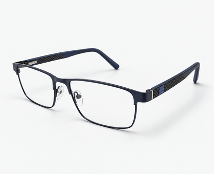 LUMINA 1524 C6 Matte Navy Blue Metal Rectangle Eyeglasses – 53-17-145