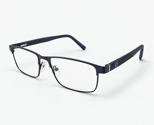 LUMINA 1524 C6 Matte Navy Blue Metal Rectangle Eyeglasses – 53-17-145