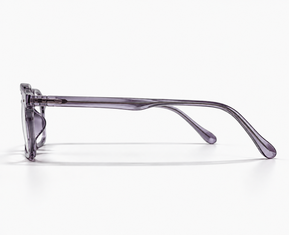 LUMINA 2525 C6 Glossy Transparent Lavender Grey Acetate Round-Panto Eyeglasses – 47-19-138