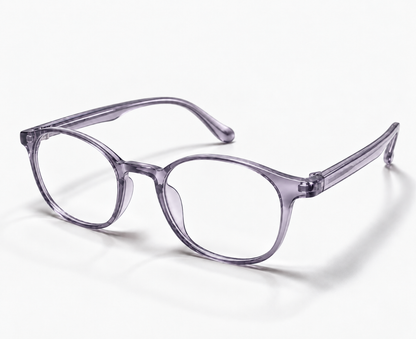 LUMINA 2525 C6 Glossy Transparent Lavender Grey Acetate Round-Panto Eyeglasses – 47-19-138