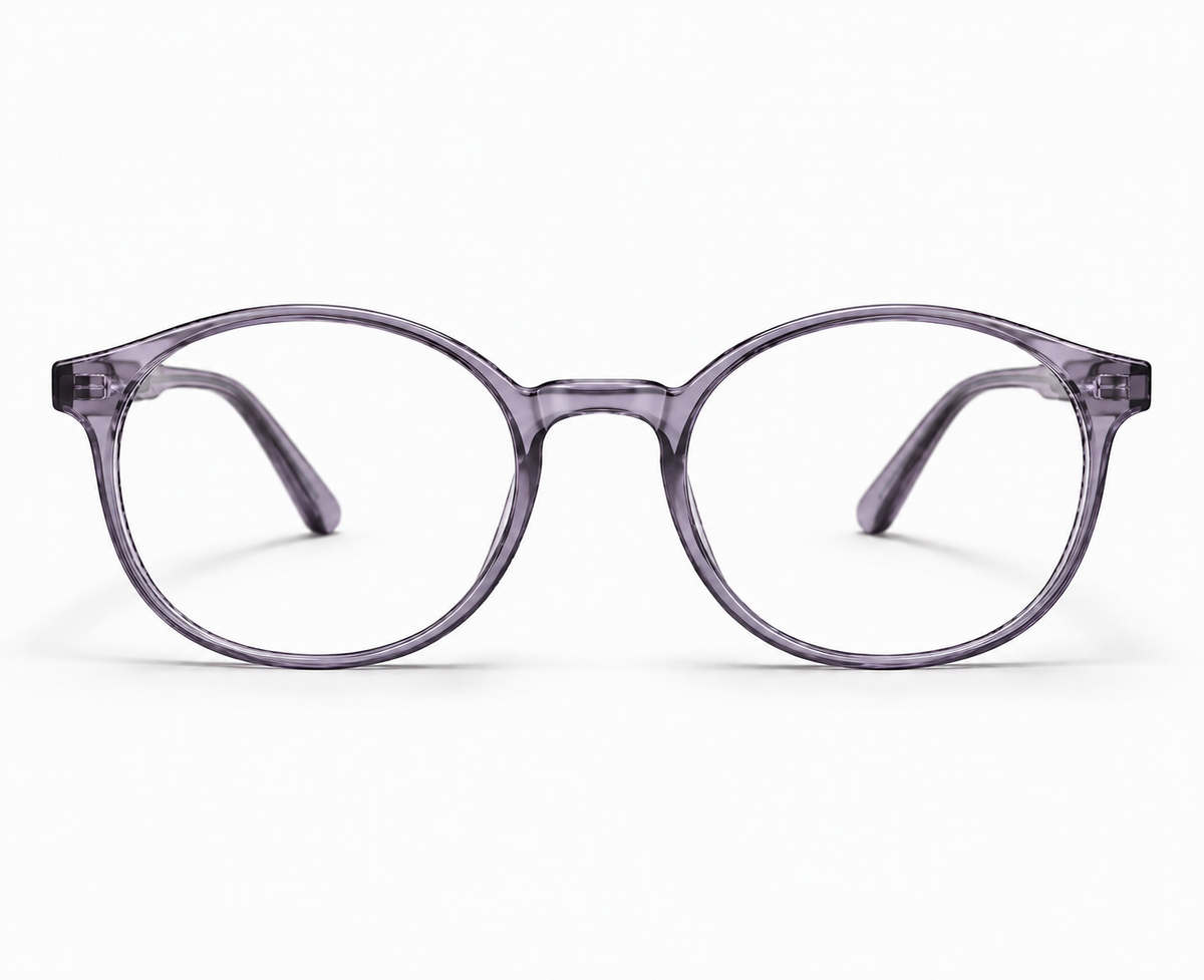 LUMINA 2525 C6 Glossy Transparent Lavender Grey Acetate Round-Panto Eyeglasses – 47-19-138