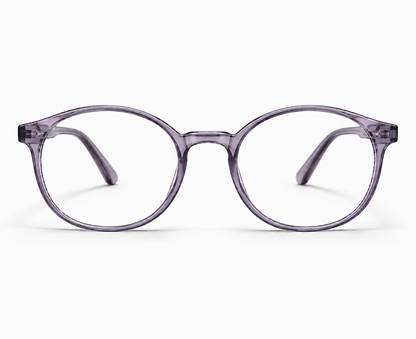 LUMINA 2525 C6 Glossy Transparent Lavender Grey Acetate Round-Panto Eyeglasses – 47-19-138