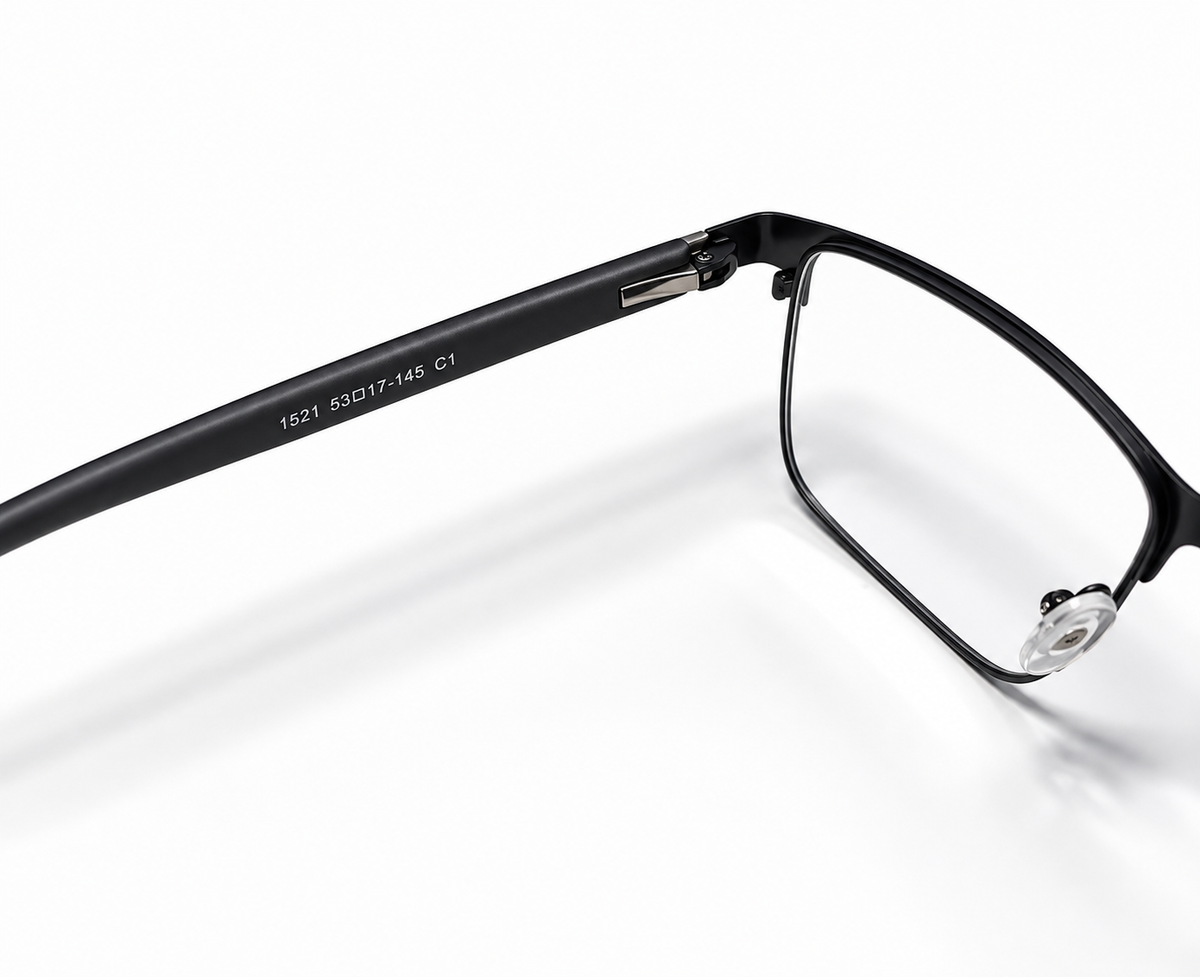 LUMINA 1521 C1 Matte Black Metal Rectangle Eyeglasses – 53-17-145