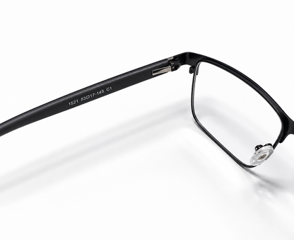 LUMINA 1521 C1 Matte Black Metal Rectangle Eyeglasses – 53-17-145