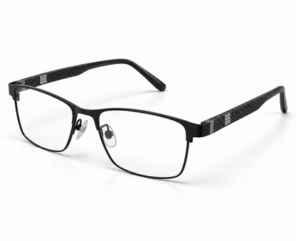 LUMINA 1521 C1 Matte Black Metal Rectangle Eyeglasses – 53-17-145