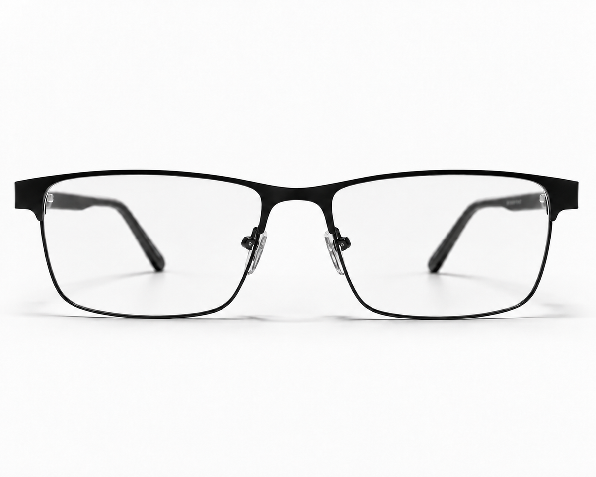 LUMINA 1521 C1 Matte Black Metal Rectangle Eyeglasses – 53-17-145