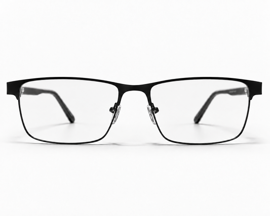 LUMINA 1521 C1 Matte Black Metal Rectangle Eyeglasses – 53-17-145