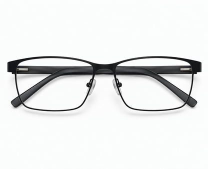 LUMINA 1521 C1 Matte Black Metal Rectangle Eyeglasses – 53-17-145