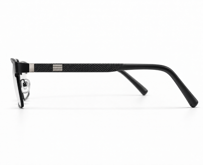 LUMINA 1521 C1 Matte Black Metal Rectangle Eyeglasses – 53-17-145