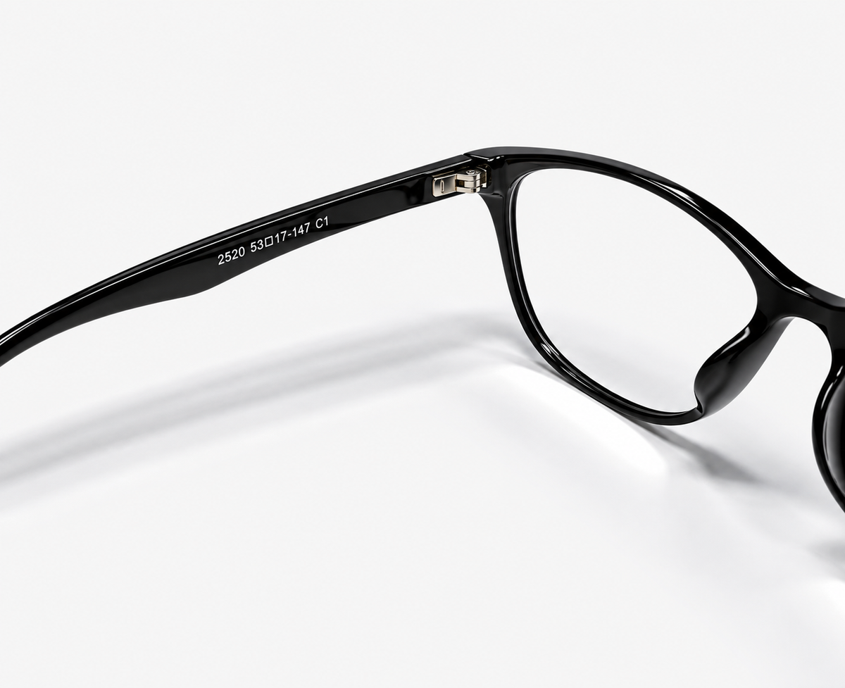 LUMINA 2520 C1 Glossy Black Acetate Square Eyeglasses – 53-17-147