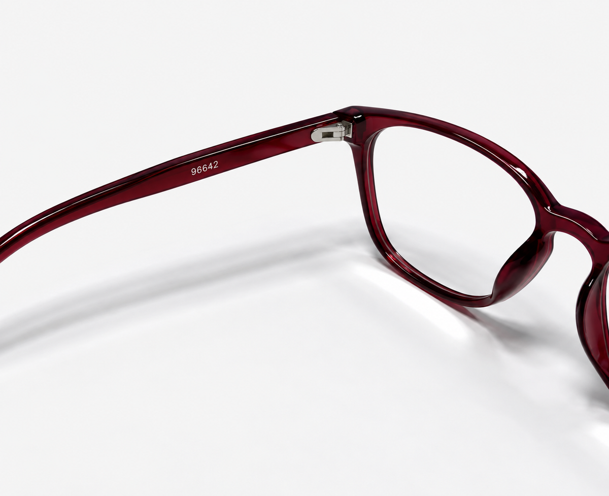 LUMINA 96642 Glossy Transparent Maroon Acetate Square Eyeglasses
