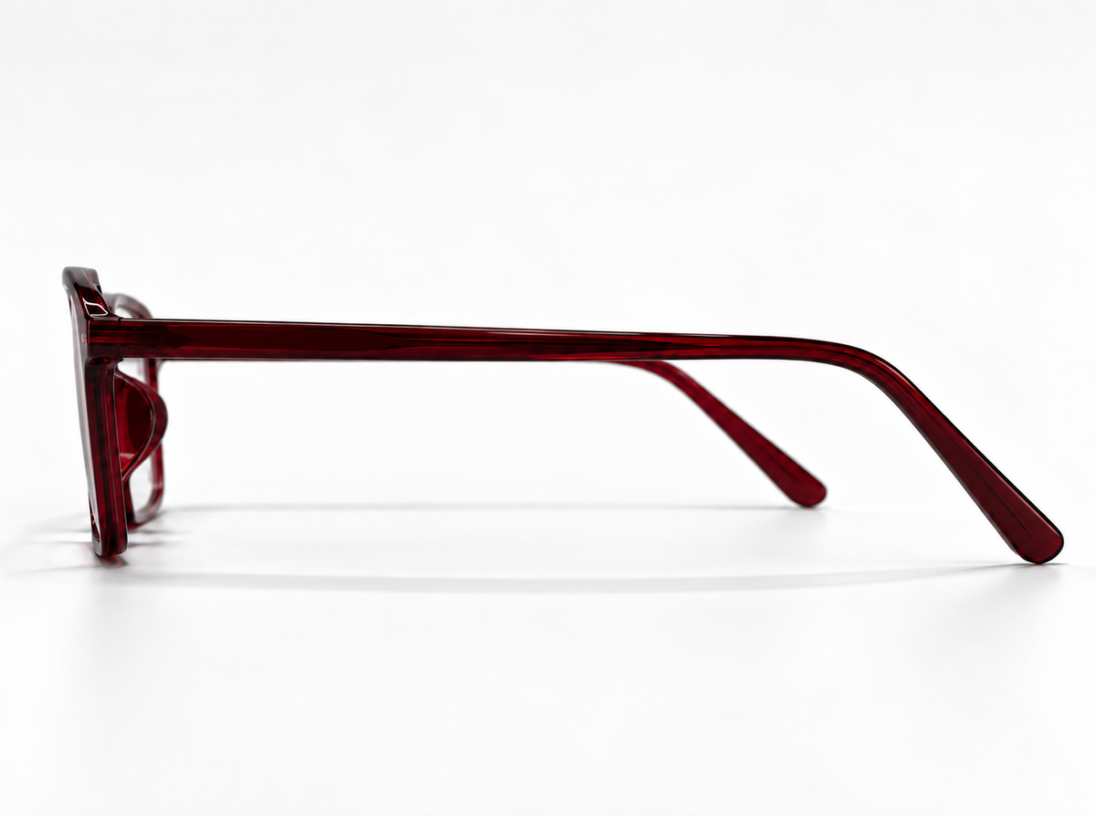 LUMINA 96642 Glossy Transparent Maroon Acetate Square Eyeglasses