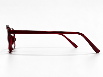 LUMINA 96642 Glossy Transparent Maroon Acetate Square Eyeglasses