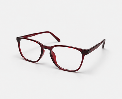 LUMINA 96642 Glossy Transparent Maroon Acetate Square Eyeglasses