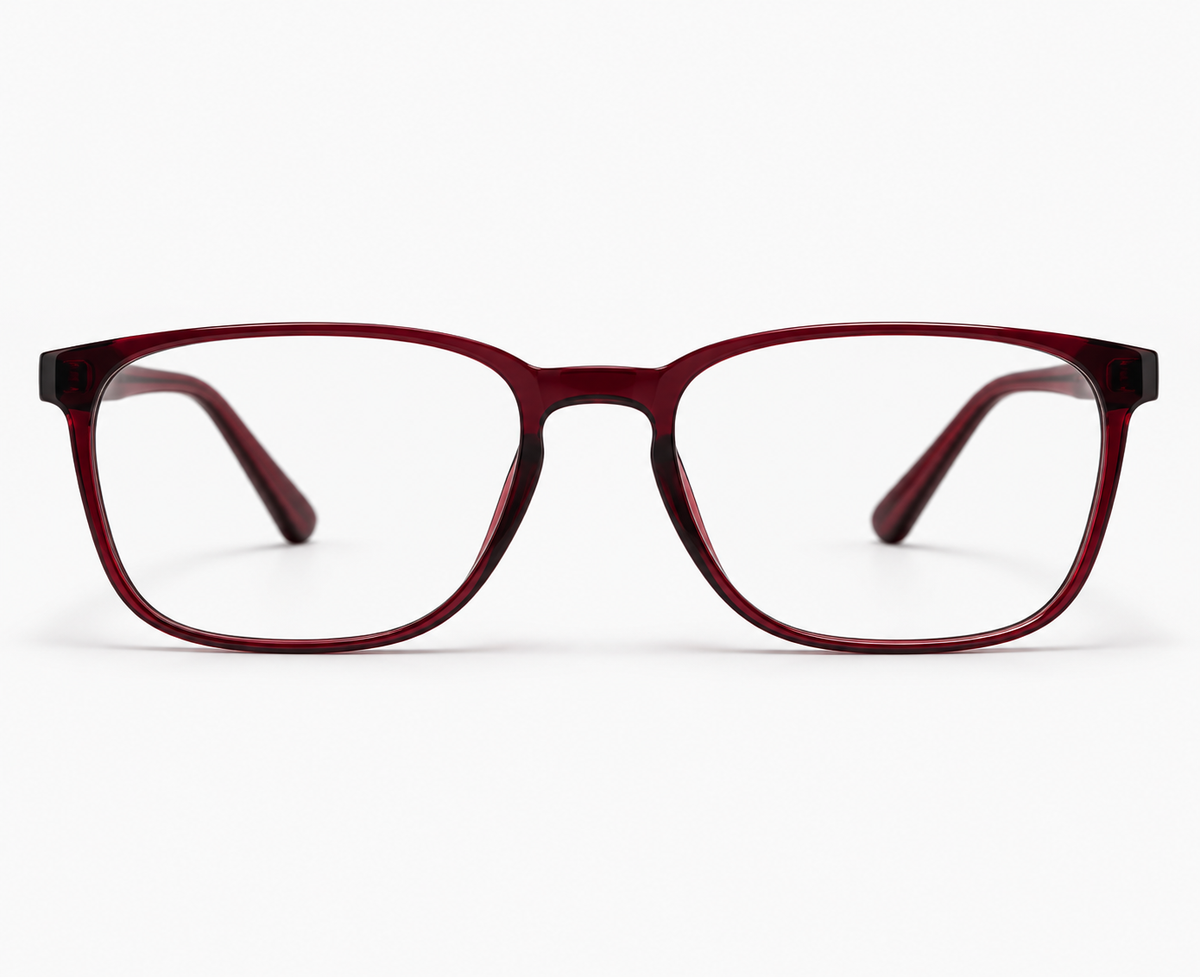 LUMINA 96642 Glossy Transparent Maroon Acetate Square Eyeglasses