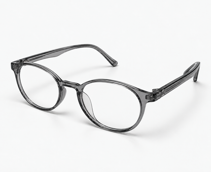 LUMINA 2510 C2 Glossy Transparent Smoke Grey Acetate Round-Panto Eyeglasses – 48-18-143