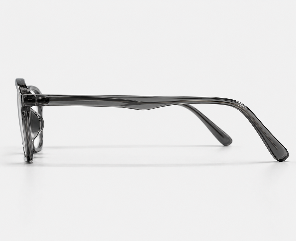 LUMINA 2510 C2 Glossy Transparent Smoke Grey Acetate Round-Panto Eyeglasses – 48-18-143