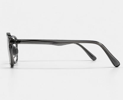 LUMINA 2510 C2 Glossy Transparent Smoke Grey Acetate Round-Panto Eyeglasses – 48-18-143