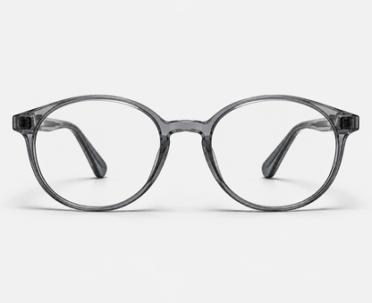 LUMINA 2510 C2 Glossy Transparent Smoke Grey Acetate Round-Panto Eyeglasses – 48-18-143