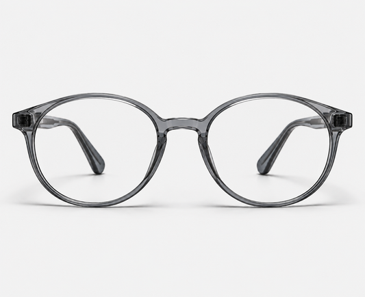 LUMINA 2510 C2 Glossy Transparent Smoke Grey Acetate Round-Panto Eyeglasses – 48-18-143