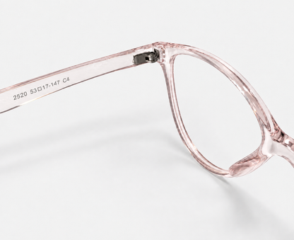 LUMINA 2520 C4 Glossy Transparent Blush Pink Acetate Square Eyeglasses – 53-17-147