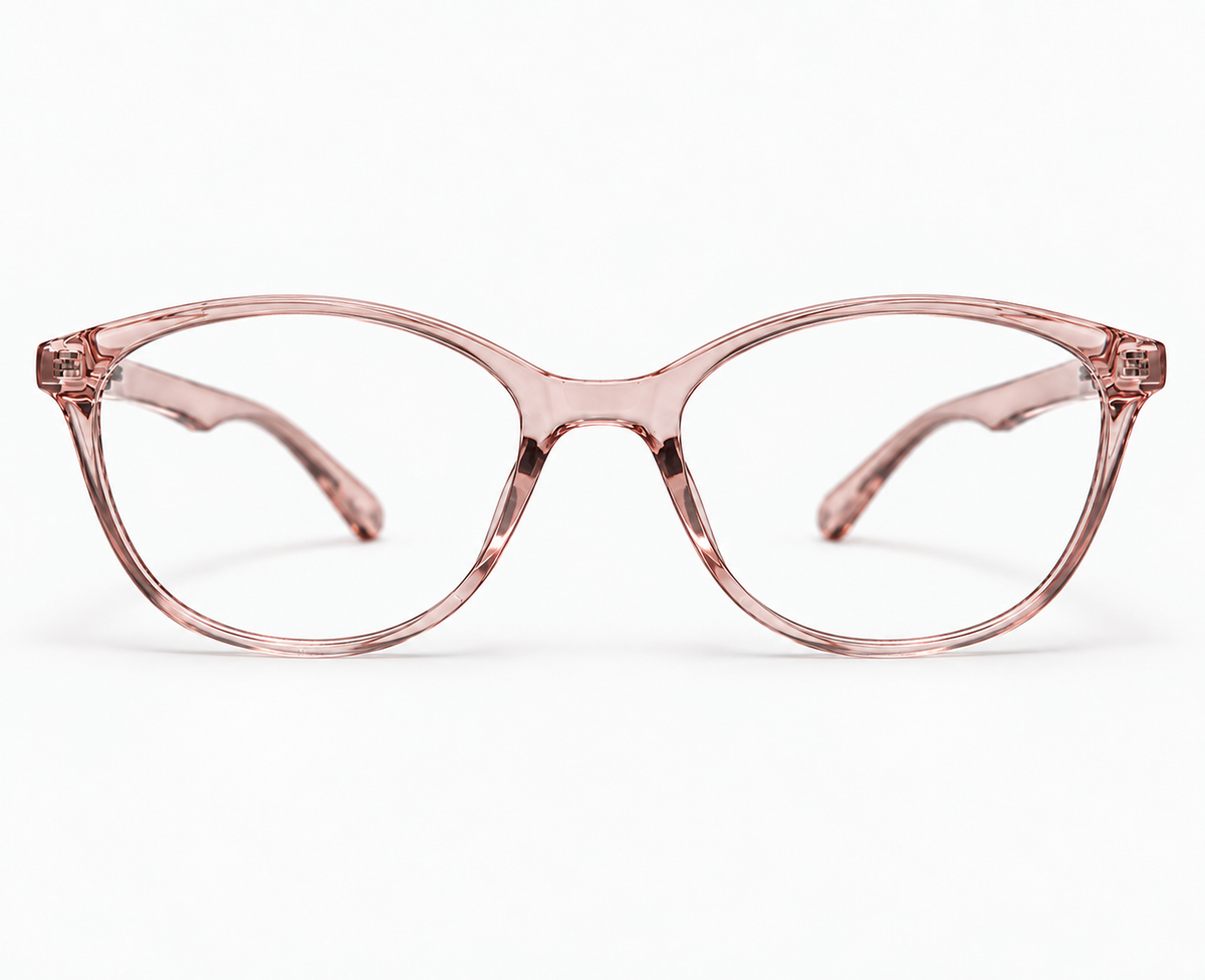 LUMINA 2520 C4 Glossy Transparent Blush Pink Acetate Square Eyeglasses – 53-17-147