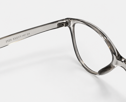 Color Eyewear 2520 C4 Transparent Smoke Grey Square Eyeglasses – 53-17-147