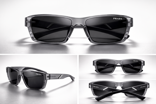 Prada Transparent Smoke Grey Frame with Dark Black Gradient Lenses