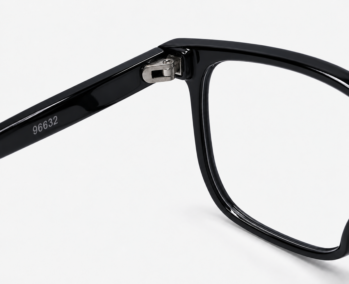 Glossy Black Tortoise Acetate Square Eyeglasses 96632