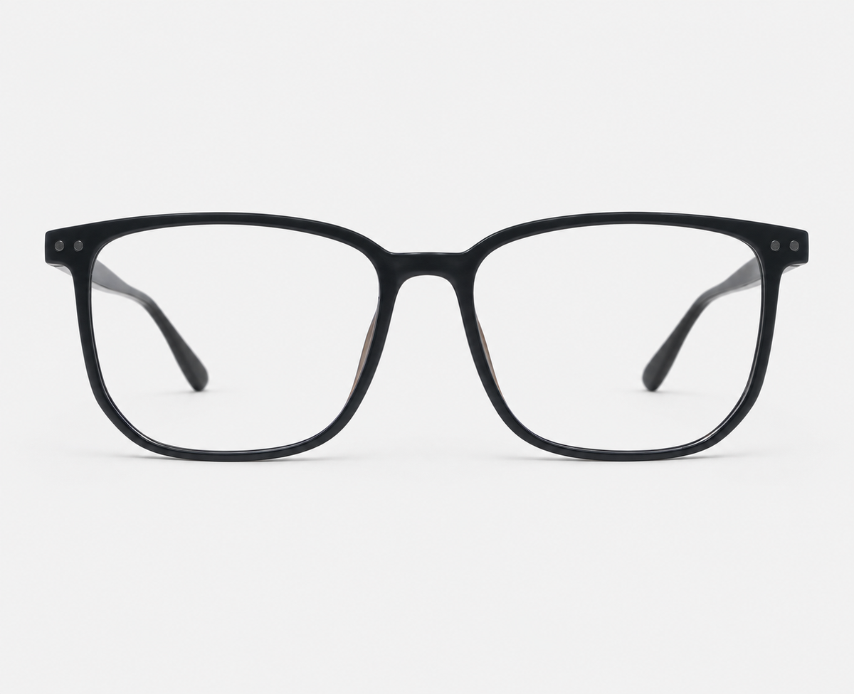 Glossy Black Tortoise Acetate Square Eyeglasses 96632