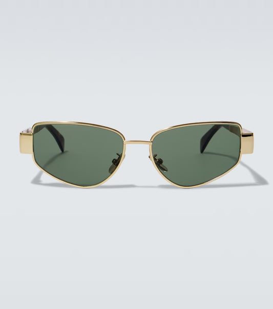 Vintage Small Oval Frame Sunglasses Green Lense
