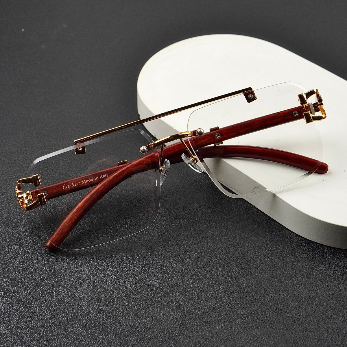Transition Black Rimless Sunglasses